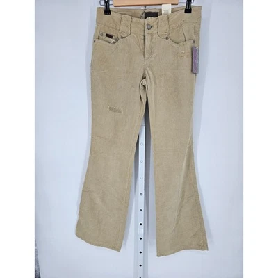 Винтажные женские желтовато-коричневые хлопчатобумажные вельветовые расклешенные брюки Y2K XOXO размер 5/6 - Изображение 1 из 4