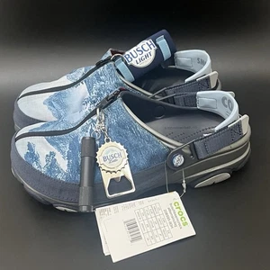 Zueco clásico todo terreno Busch Beer Crocs tartán abridor de cremallera coozie para hombre talla 8 - Imagen 1 de 16