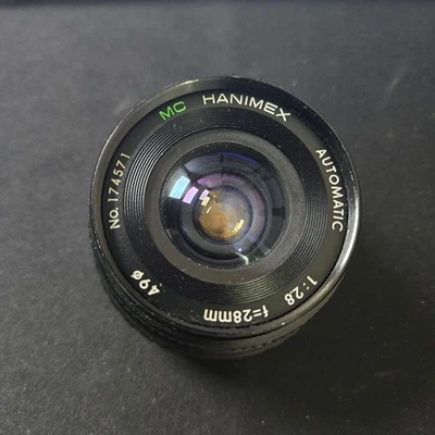 Lente de cámara Hanimex automática MC 1:2,8 f=28 mm de colección hecha en Japón Foto 1 de 4