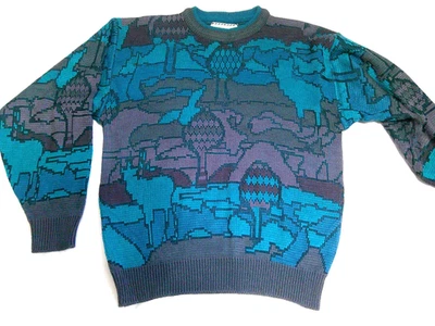 Suéter De Colección Años 90 Explosivo Sábados Gris Púrpura Patrón Retro Estilo COOGI M Foto 1 de 4