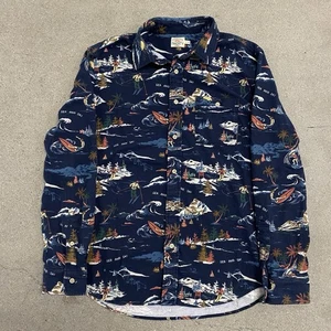 Camisa de franela con botones Faherty para hombre mediana azul marino mar y esquí - Imagen 1 de 7