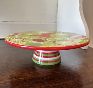 Sur La Table Earthenware Pedestal Cake/Pastry Stand Christmas Holiday Reindeer - Picture 1 of 5