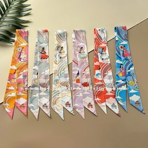 Sallys Boutique 18 Momme Twill Silk Scarf Ribbon Cloud Girls Necktie Headband - Picture 1 of 38