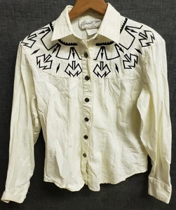 Camisa Occidental Estilo Retro Para Mujer Panhandle Delgada Marfil Beige Bordada S - Imagen 1 de 11