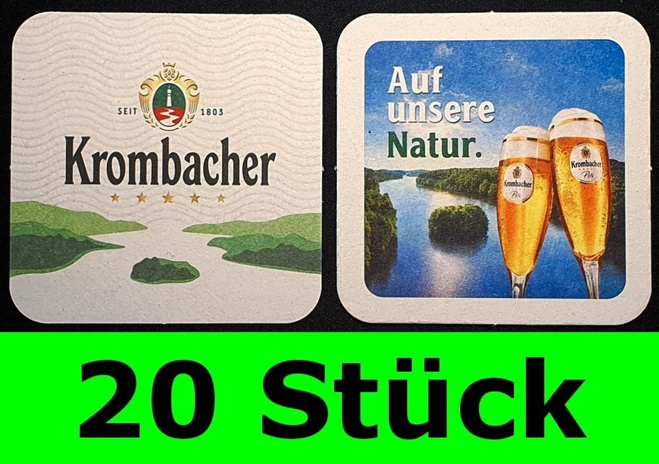 20 Stück Bierdeckel Krombacher - Auf unsere Natur - für Party Bar Tresen Theke