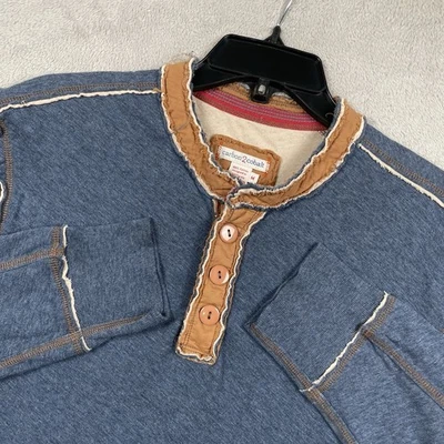 Camisa Henley Cinética Carbono 2 Cobalto Para Hombres Mediana Azul Marrón Envejecido Grunge Foto 1 de 4