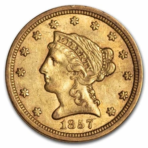 1857 $2.50 Liberty Gold Quarter Eagle XF - Picture 1 of 2