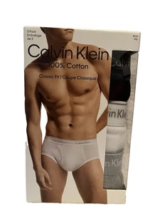 Calvin Klein 100% Baumwolle Classic Fit 3er Pack Slip Schwarz, Weiß, Grau Gr. XXL Neu mit Karton - Bild 1 von 3