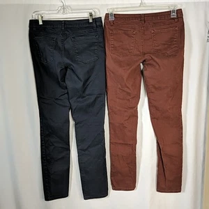 Prana Kayla Navy Indigo / Sienna Brown Denim Jean Pant Women Size 4 / 27 Slim - Picture 1 of 11