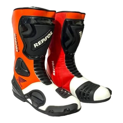 New Honda Leather Motorbike Racer Boot For Men Rider Track Sports Shoes Ce Foto 1 de 3