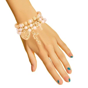 3 Strand Cream Love Bracelets - Picture 1 of 2