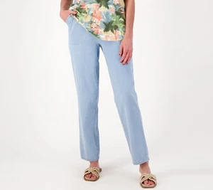 Denim & Co. Women's Petite Pants PXS Original Waist Stretch Side Blue A600873 - Picture 1 of 4