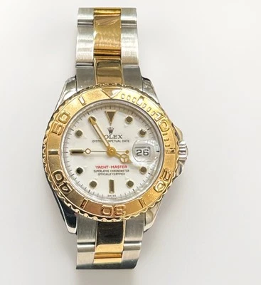 Rolex Yacht-Master 29 mm. Pulsera ostra de oro y plata 16623 con bisel de oro Foto 1 de 4
