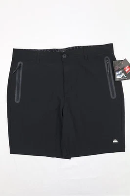 Corto híbrido tejido Quiksilve para hombre negro talla 36 8,5 pulgadas entrepierna bolsillos con cremallera nuevo con etiquetas Foto 1 de 4