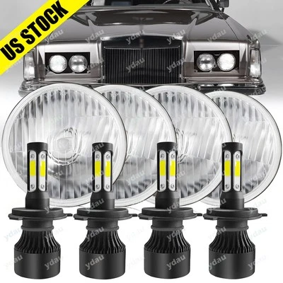4Pcs 5-3/4 5.75"inch LED Headlights Hi-Lo DRL For 1977-1981 Lincoln Mark V - Image 1 of 4