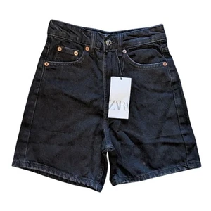 Zara Womens Size 0 Black Denim Shorts 4 in Casual Summer Travel Granola Hiking - Picture 1 of 8