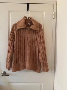 Aerie Sweater Size S/P Oversized Brown Half Zip Pullover - Picture 1 of 15