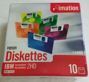 Imation Neon Diskettes IBM Formatted 2HD 1.44MB 10PK - Picture 1 of 3