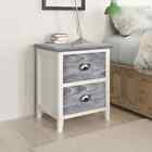 Nightstand Grey and White 38x28x45  Paulownia Wood Y8A2