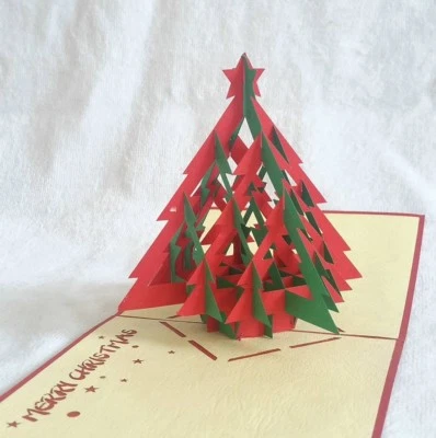 CHRISTMAS TREE #1 pop-up greeting card (beautiful & unique gift/decor/art) - Image 1 of 2