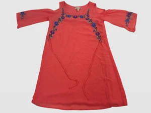 Speechless Orange Embroidered Floral Line Cold Shoulder Keyhole Dress - Size 16 - Picture 1 of 5