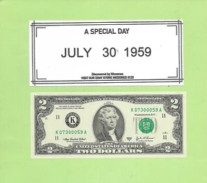 JULY 30, 1959 .. 2003A ...CU  $2  K 0730 0059 A .. BIRTHDAY NOTE ..  07-30-1959 - Foto 1 di 1