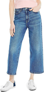 Nautica Women's Jeans Co. High Rise Wide Leg Crop Denim 