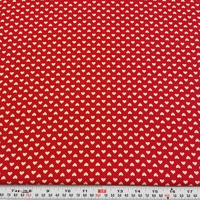 Vintage Joan Kessler for Concord Hearts & Pin Dots Red Cotton by the HALF YARD - Image 1 of 2