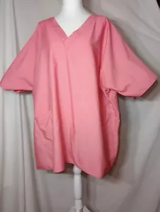 Ladies Crest Scrub Top 4XL Plus Size Pink Cinched Underarms - Picture 1 of 9