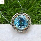 Blue Topaz Gemstone Pave Diamond Ring 925 Silver Gold Plated Jewellery For Her