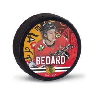 CONNOR BEDARD CHICAGO BLACKHAWKS COLLECTOR PUCK QUALITY GRAPHICS NHL LICENSED - Picture 1 of 2