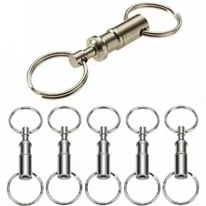 5 Pack Detachable Keychain Quick Release Stainless steel Pull Apart Key Rings - Picture 1 of 8