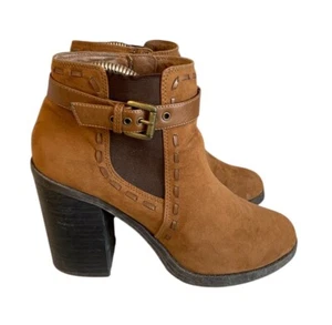 New Look Botas Marrón Tacón Hebilla Puntada Cremallera Lateral Sin Cordones Para Mujer Reino Unido 5 - Imagen 1 de 11