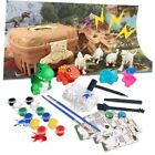 Kit de peinture de dinosaure pour enfants 3-8 avec 8 figurines et carte de la jungle, artisanat d'art 