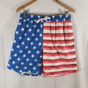 Old Navy Men's Size M American Flag Swim Trunks Red White Blue USA - Picture 1 of 5