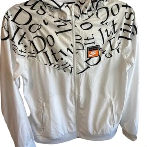 Nike Windbreaker Jacket Black White Youth XL “Just Do It” - Picture 1 of 10