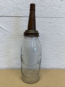 Embossed Coldnfleece Motor Oil Bottle Spout Cap Glass Vintage Style Gas Station