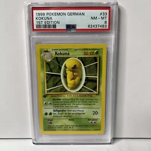 1st edition German Kakuna Kokuna 33/102 Pokemon Card Base Set PSA 8 NM/MT - Picture 1 of 4