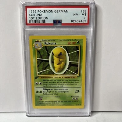 1st edition German Kakuna Kokuna 33/102 Pokemon Card Base Set PSA 8 NM/MT - Image 1 of 4