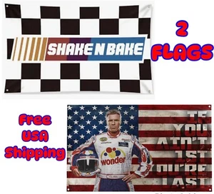 2 Talladega Night Flag You Ain't 1st You're Last Ricky Bobby Shake N Bake NASCAR - Imagen 1 de 7