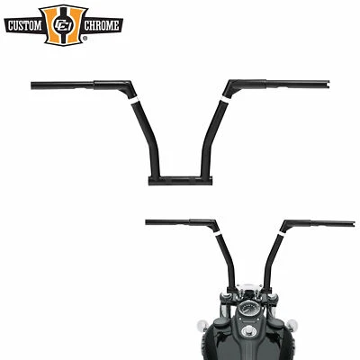 Manillar colgante Ape ajustable de 12" negro satinado apto para Harley Dyna FLD Foto 1 de 4