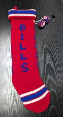 Vintage Buffalo Bills Knit Christmas Stocking 22" Foto 1 de 4
