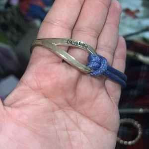Have Faith Bracelet, Surgical Steel & Blue Nylon, Lobster Clasp - Picture 1 of 5