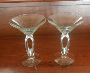 Libbey Omega Optic Stem Martini Glasses Open Loop Swirl 12 Oz. MINT - Picture 1 of 3