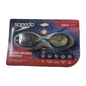 Speedo Gray/Turquoise Goggles Record Breaker Mirrored Adult 15 YRS Up Swimming - Picture 1 of 14