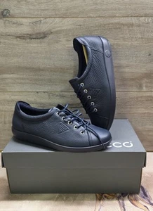 Ecco Soft 2.0 Womens Leather Comfort Shoes Navy Lace Up UK Size 3.5-4 NIB - Picture 1 of 10