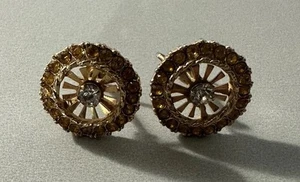 Orecchini vintage con strass e cristalli arancioni con retro a vite - Foto 1 di 3