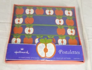 NOS Vtg 70's Hallmark Postalettes Fold Up Note Cards W/ Stickers Apples Sealed - Picture 1 of 3