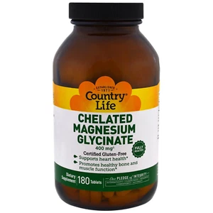 Country Life, Chelated Magnesium Glycinate, 400 mg, 180 Tablets (133 mg per Tabl - Picture 1 of 3
