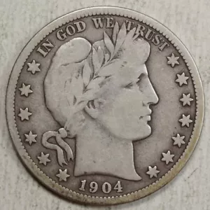 1904-S Mezzo dollaro da barbiere, data semi chiave, molto buono + 1031-14 - Foto 1 di 2